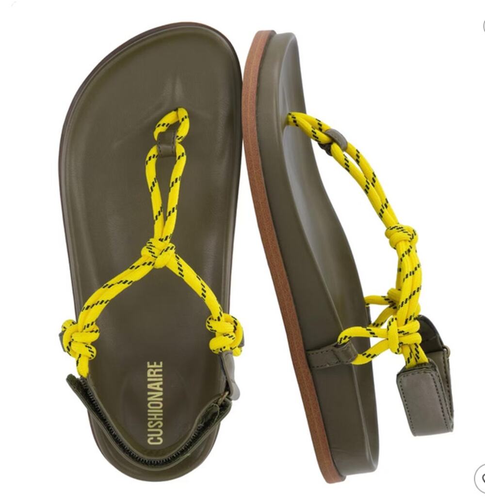 CUSHIONAIRE Era Rope Thong Strappy Sandals Olive Women’s 9.5 NWOT